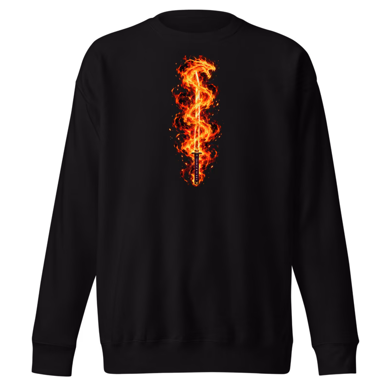 Ryujin Jakka Zanpakuto Sweatshirt, Black, shikai front + bankai back, front