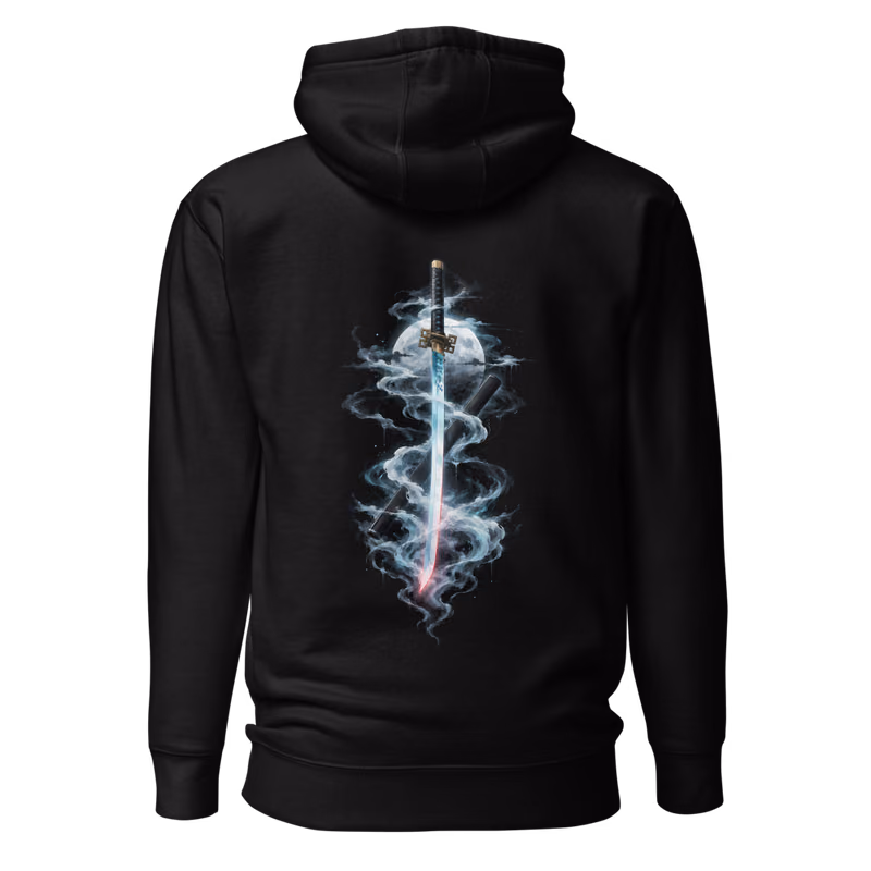 Muichiro Tokito Mist Hashira Sword Hoodie, Black, back print, back