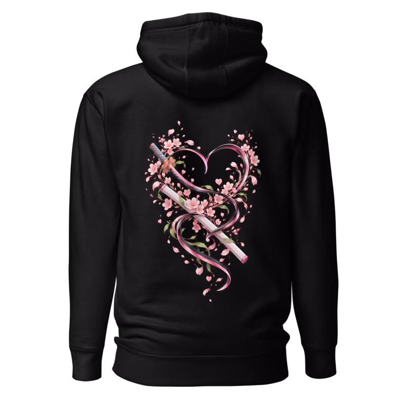 Mitsuri Kanroji Love Hashira Sword Hoodie, Black, back print, back