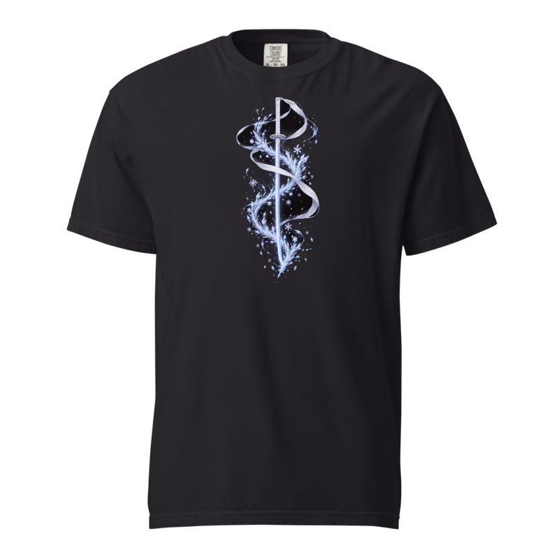 Sode no Shirayuki Zanpakuto Tee, Black, shikai front + bankai back, front