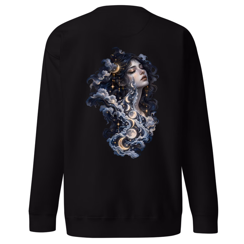 The Weeping Moon Sweatshirt, Black, back print, back