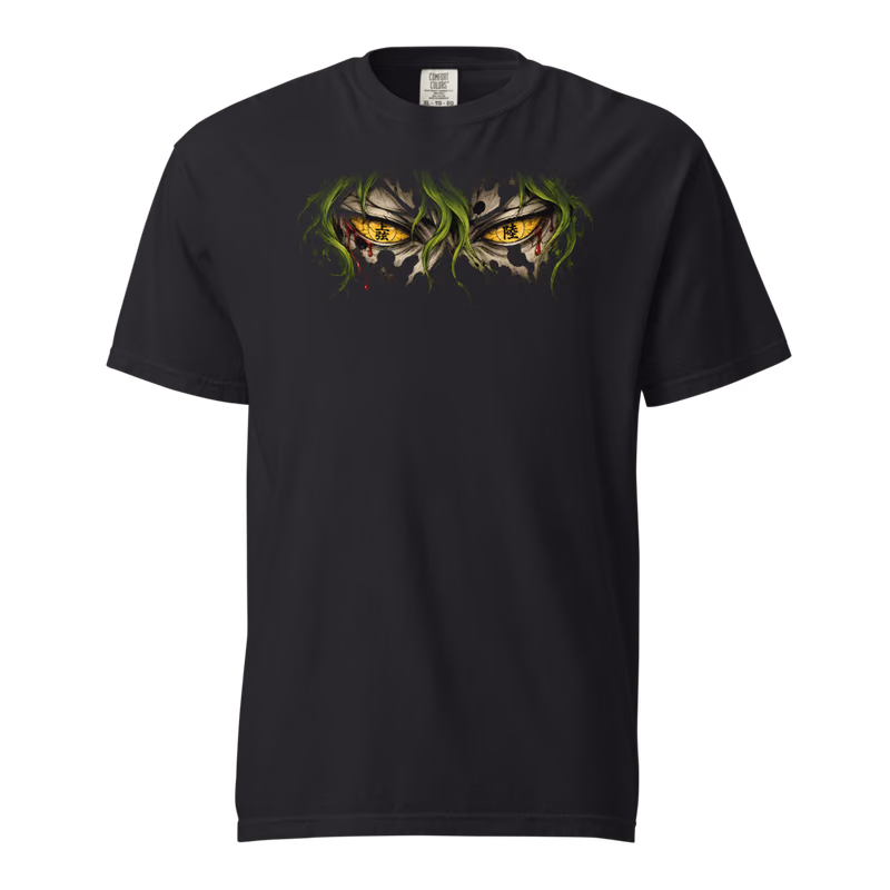 Gyutaro Upper Moon Six Tee, Black, eyes front + move back, front