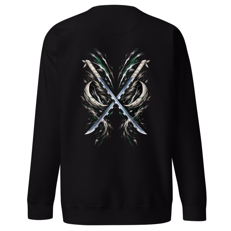 Inosuke Hashibira Beast Breathing Swords Sweatshirt, Black, back print, back