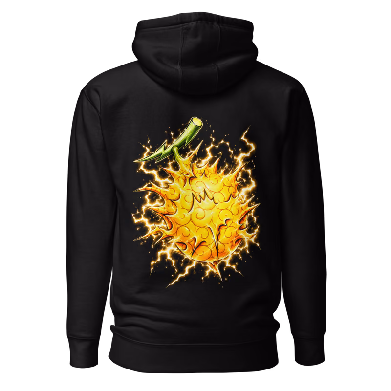 Goro Goro no Mi Devil Fruit Hoodie, Black, back print, back