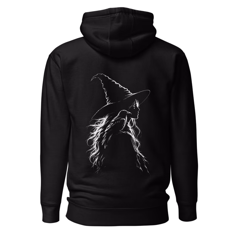 Witch and Crow Hoodie, Black, back