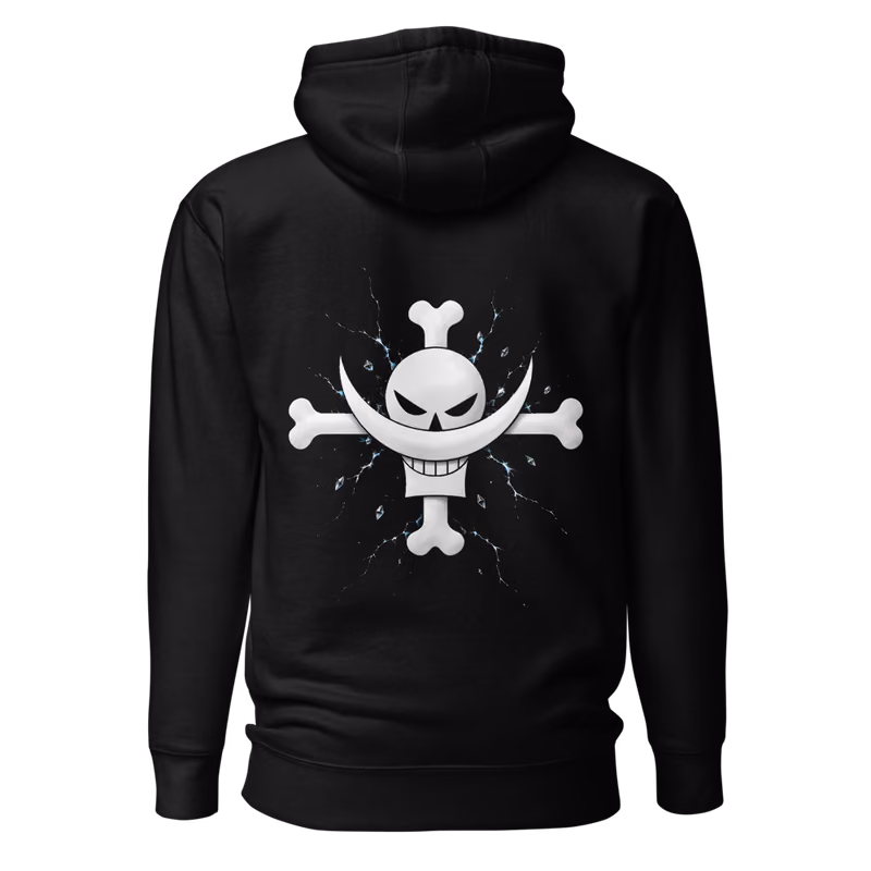 Whitebeard Pirates Jolly Roger Hoodie, Black, back print, back