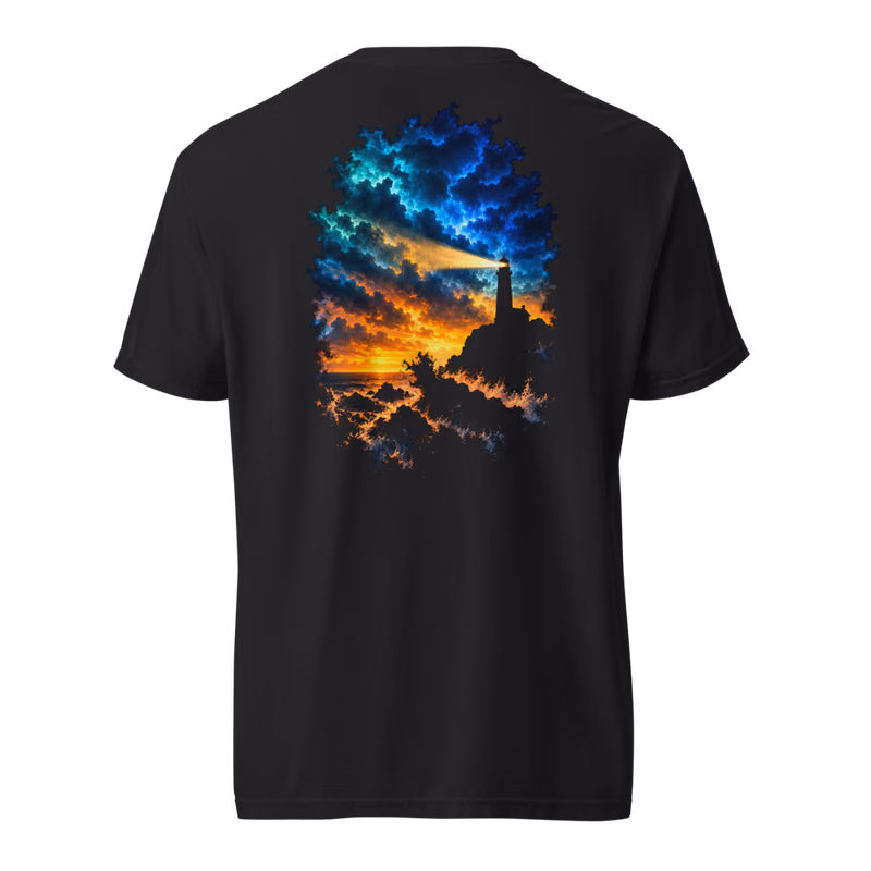 Lighthouse Storm Tee, Black, back print, back