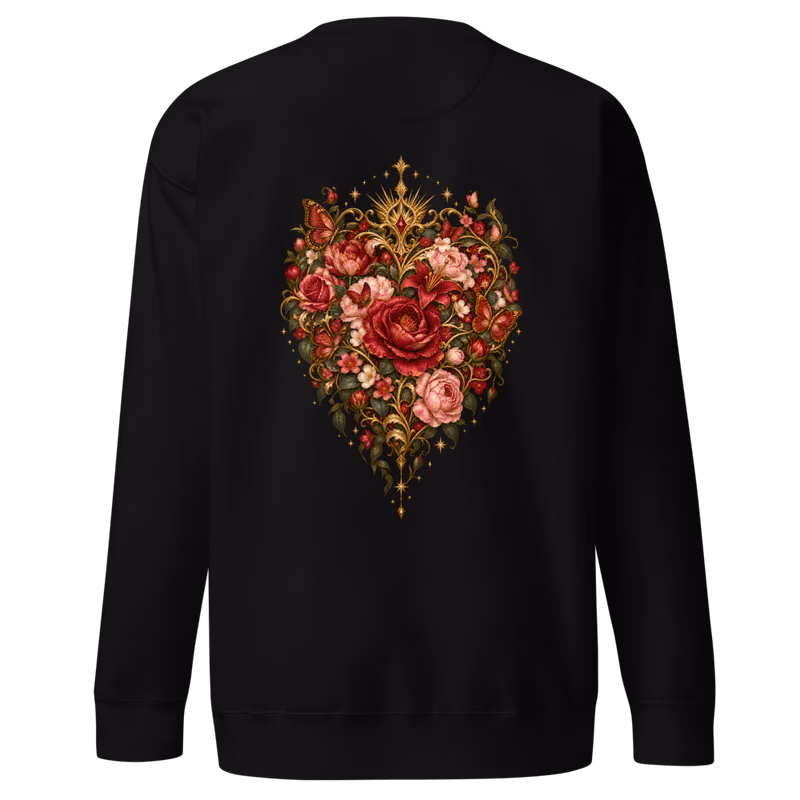 Heart in Bloom Sweatshirt, Black, back print, back