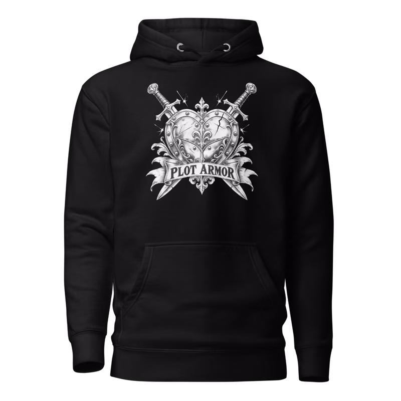 Plot Armor Hoodie, Black, front
