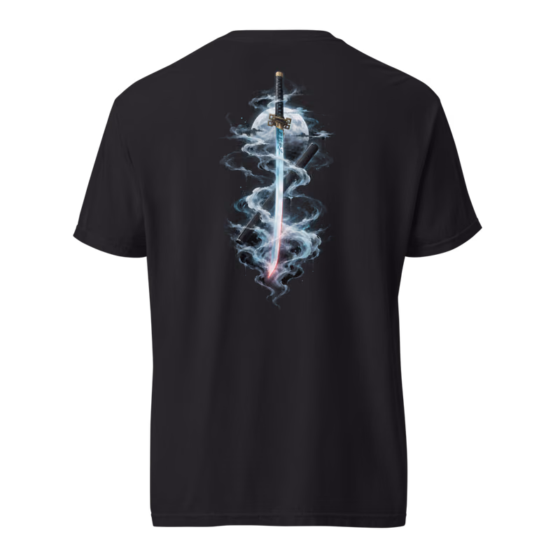 Muichiro Tokito Mist Hashira Sword Tee, Black, back print, back