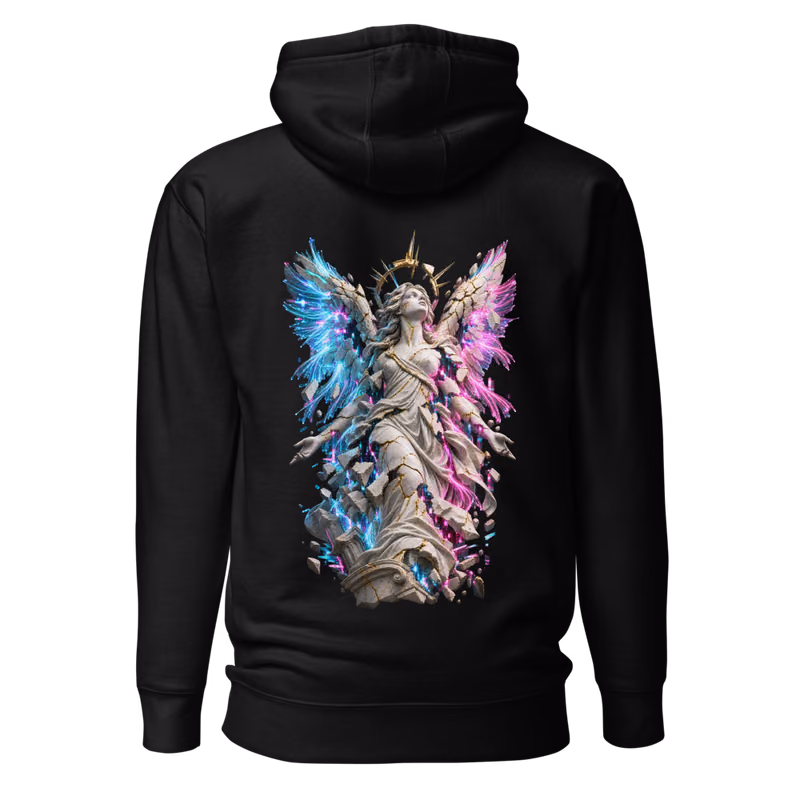 Angel Static Hoodie, Black, back