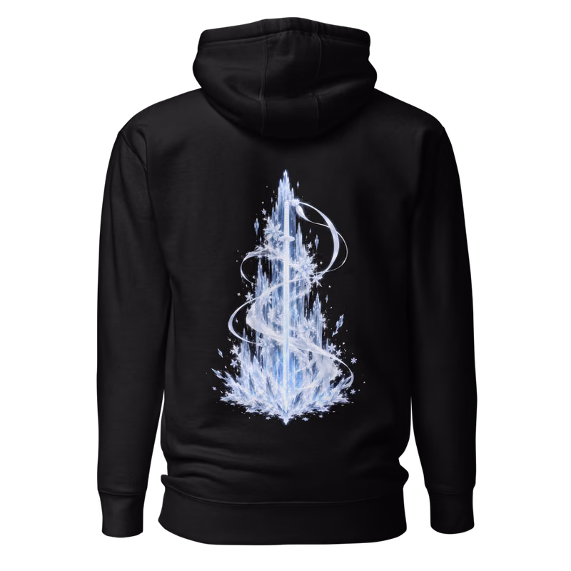 Sode no Shirayuki Zanpakuto Hoodie, Black, shikai front + bankai back, back