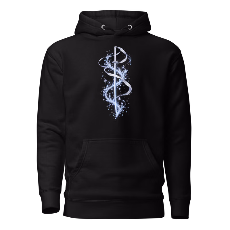 Sode no Shirayuki Zanpakuto Hoodie, Black, shikai front + bankai back, front
