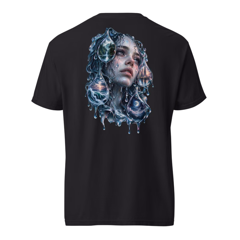 Glass Rain Tee, Black, back print, back