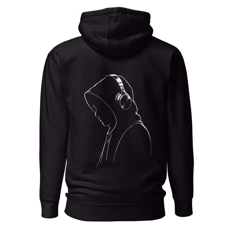 Hooded Headphones Hoodie, Black, back