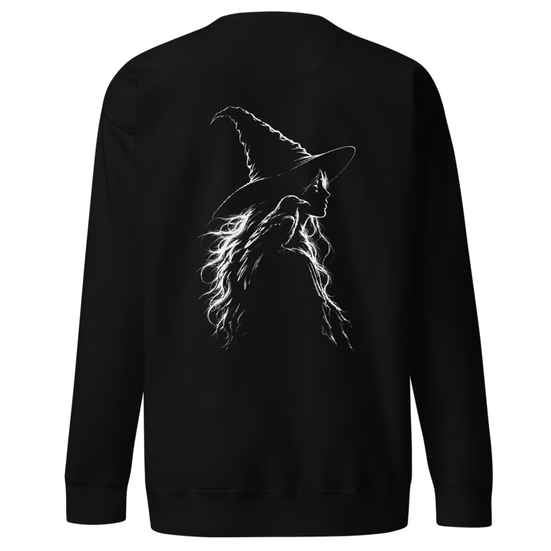 Witch and Crow Sweatshirt, Black, back print, back