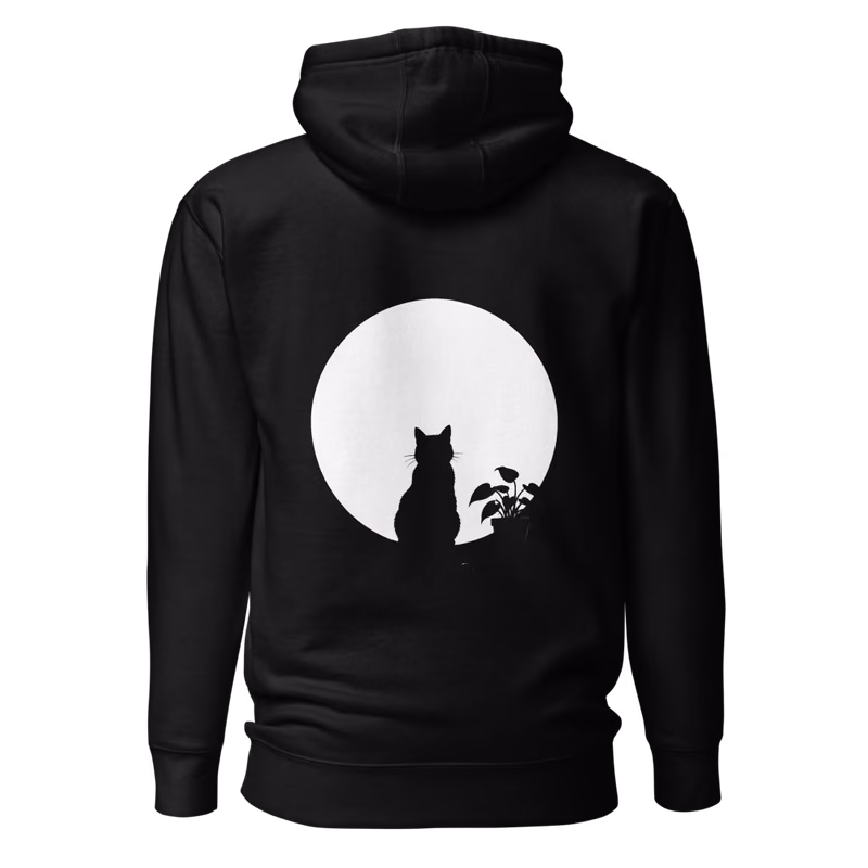 Window Cat Hoodie, Black, back