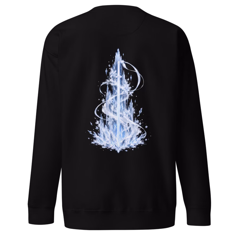 Sode no Shirayuki Zanpakuto Sweatshirt, Black, shikai front + bankai back, back