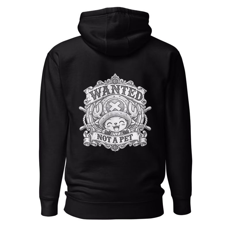Chopper Wanted Poster Hoodie, Black, back print, back