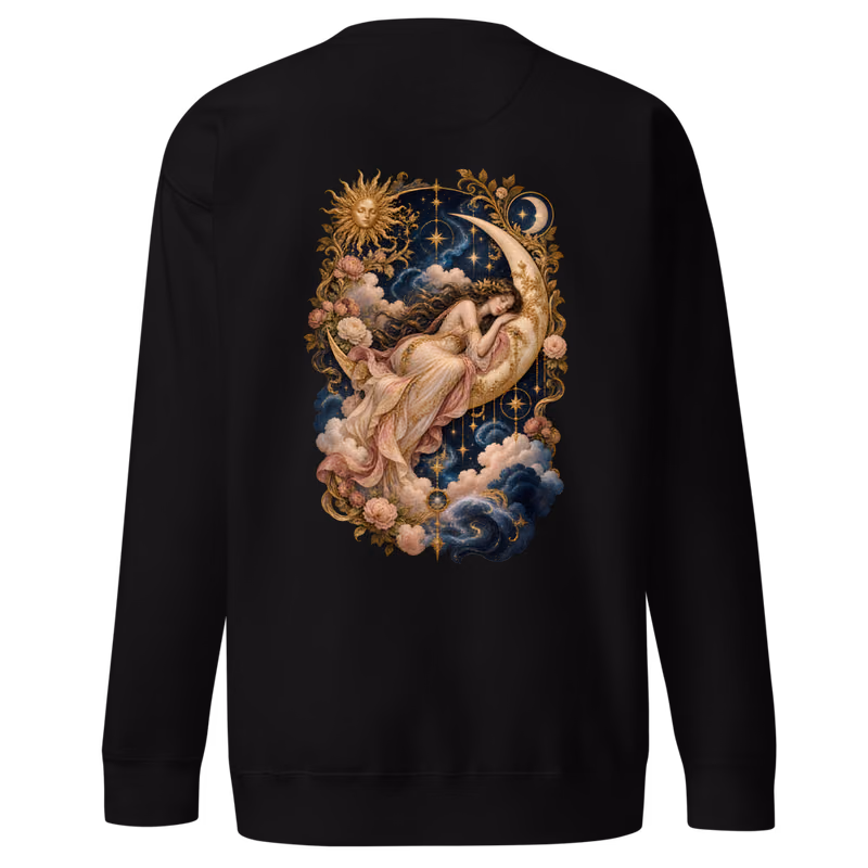 Tarot of the Quiet Hours Sweatshirt, Black, back print, back