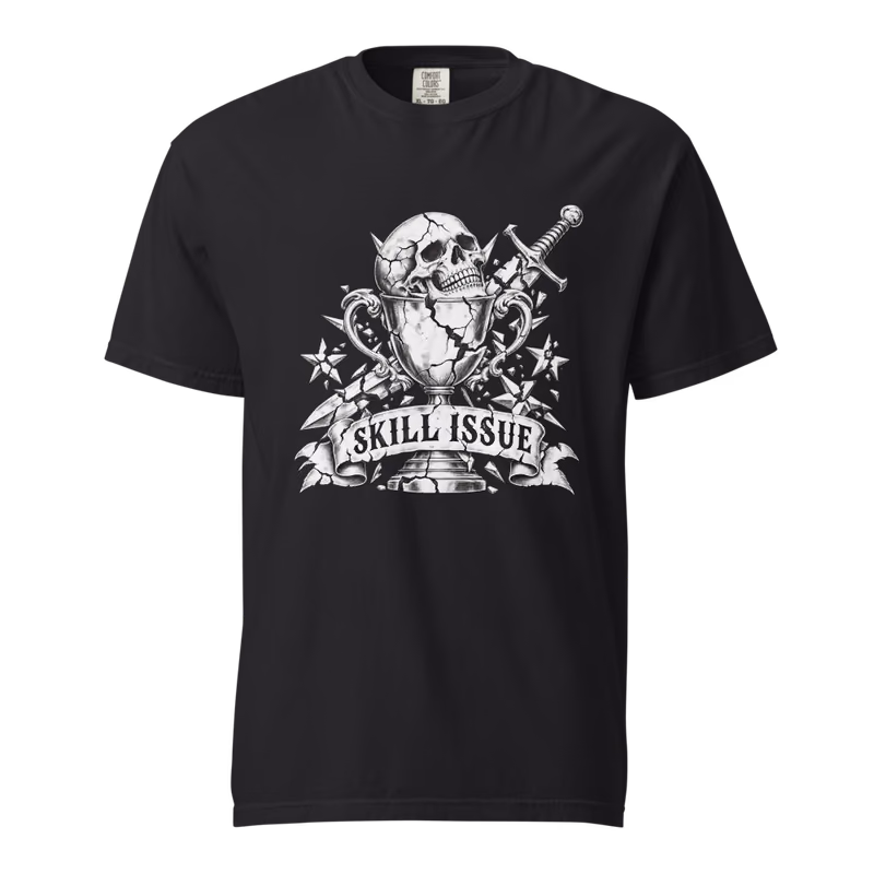 Skill Issue Tee, Black, front print, front
