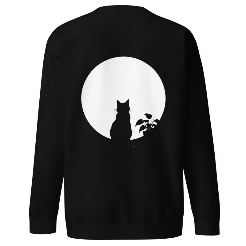 Window Cat Sweatshirt, Black, back print, back