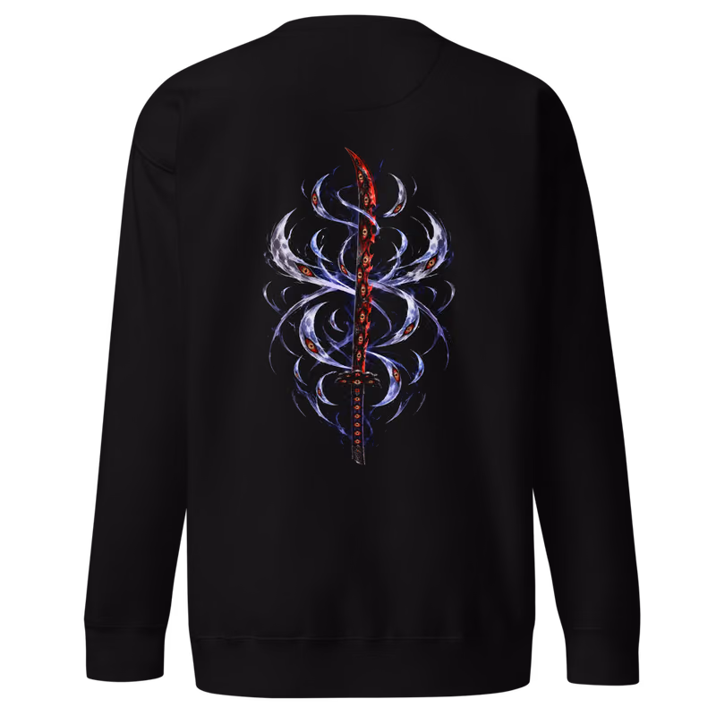 Kokushibo Upper Moon One Sweatshirt, Black, eyes front + move back, back