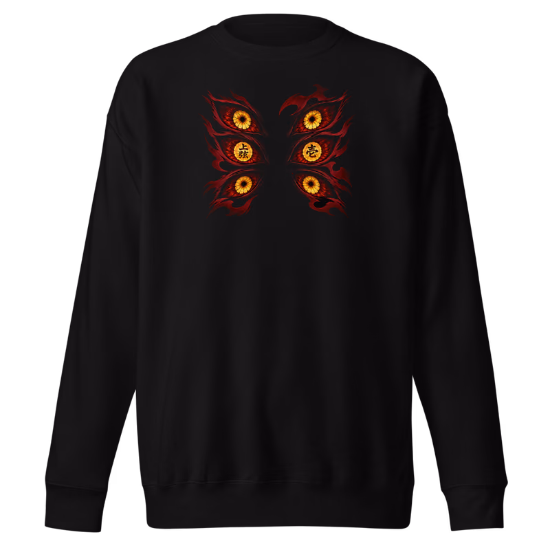 Kokushibo Upper Moon One Sweatshirt, Black, eyes front + move back, front