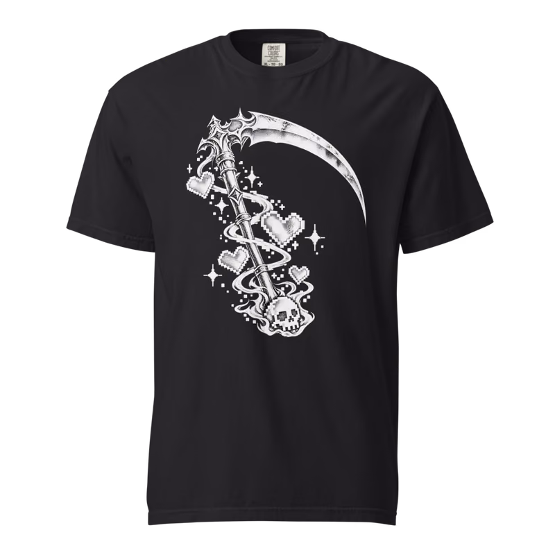 Pixel Reaper Tee, Black, front print, front