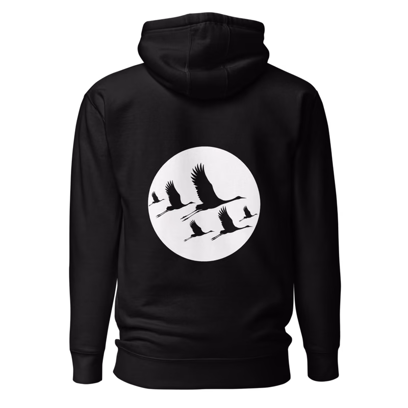 Crane Season Hoodie, Black, back