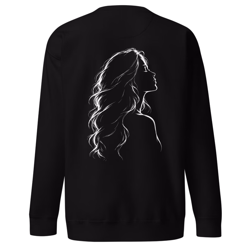 Moonlit Profile Sweatshirt, Black, back print, back