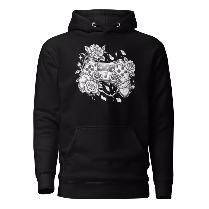 Controller Rose Hoodie, Black, front