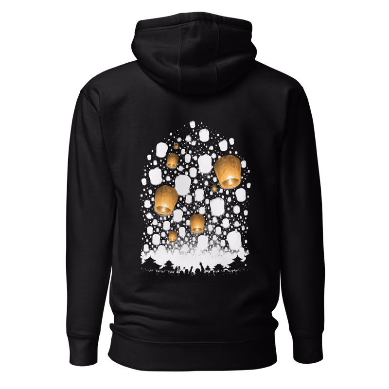 Lantern Festival Hoodie, Black, back