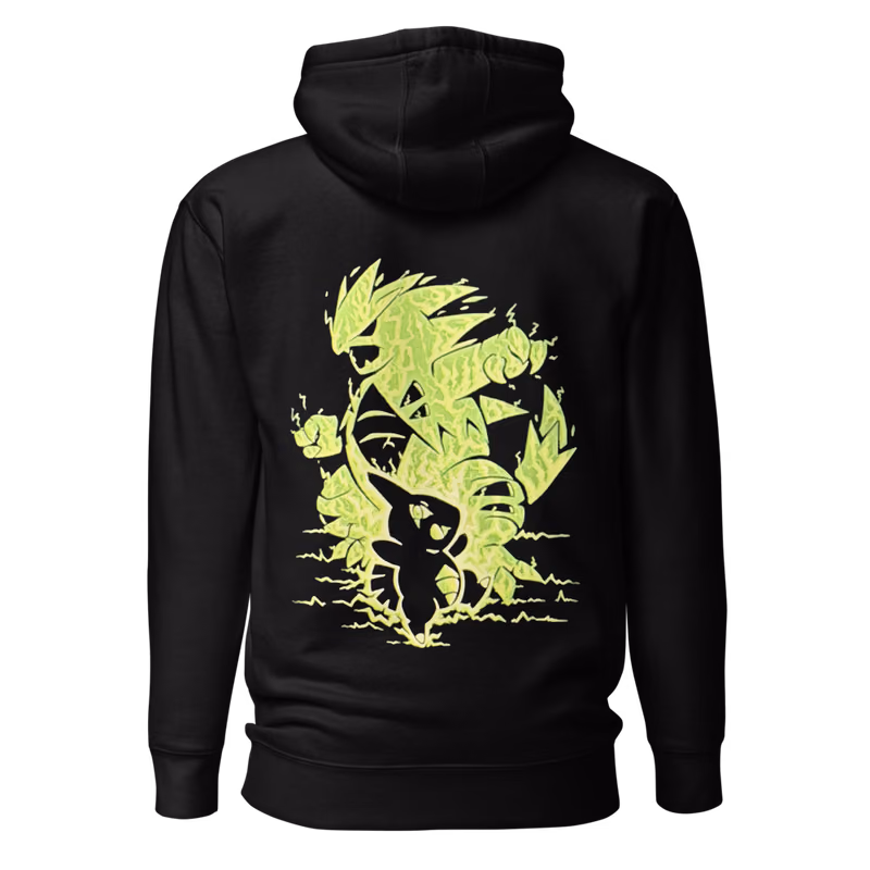Tyranitar Silhouette Hoodie, Black, back print, back