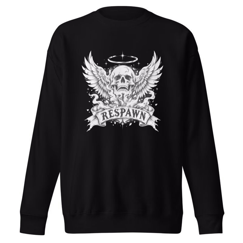 Respawn Sweatshirt, Black, front print, front
