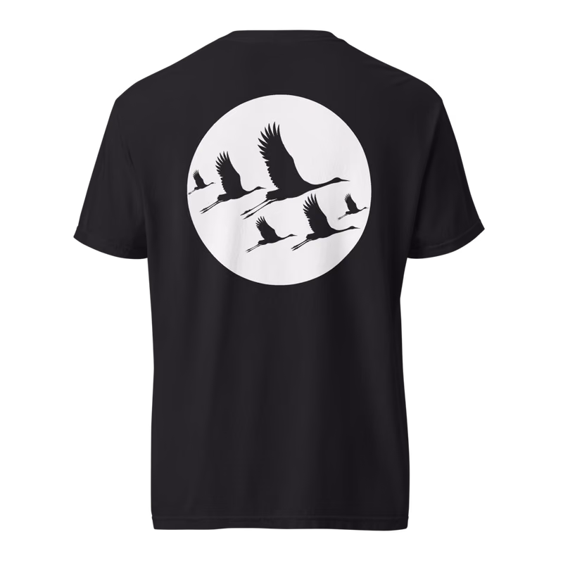 Crane Season Tee, Black, back print, back