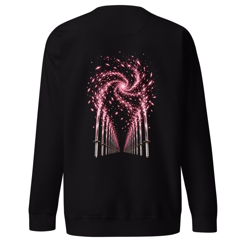 Senbonzakura Zanpakuto Sweatshirt, Black, shikai front + bankai back, back