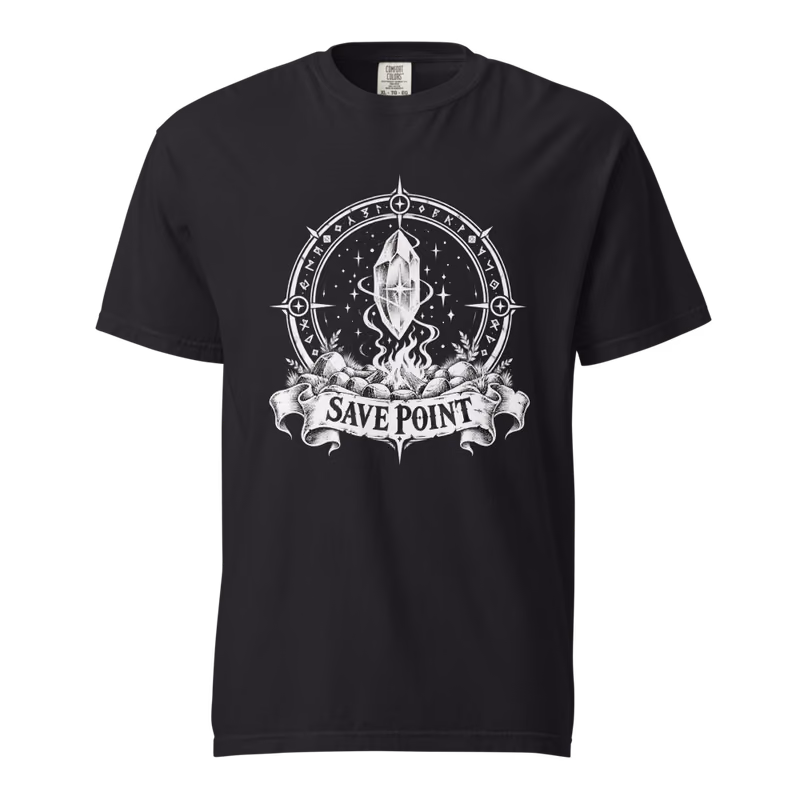 Save Point Tee, Black, front print, front