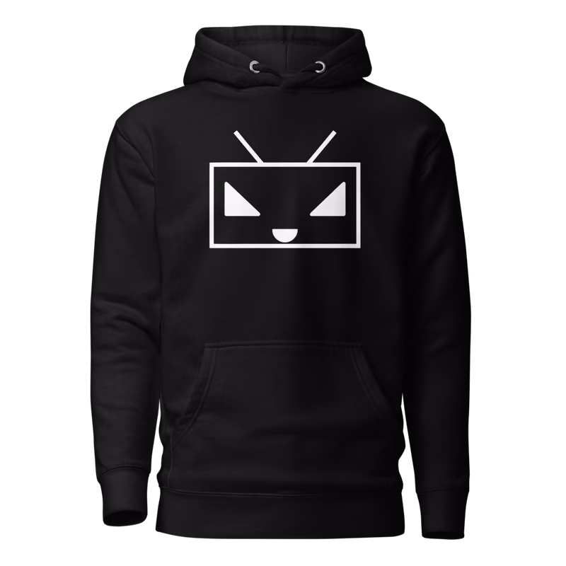 RoRobot UpHi hoodie, Black, White design, front print, front