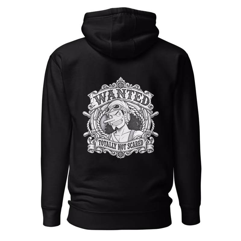 Usopp Wanted Poster Hoodie, Black, back print, back