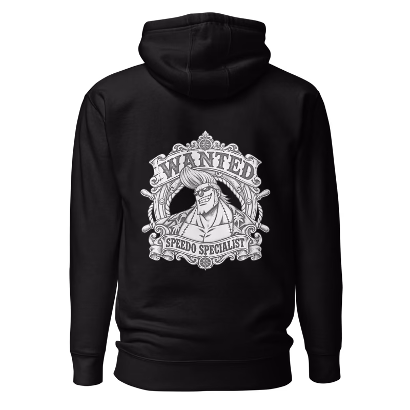 Franky Wanted Poster Hoodie, Black, back print, back