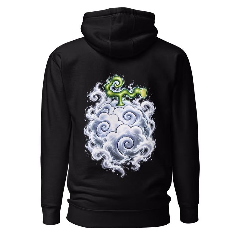 Moku Moku no Mi Devil Fruit Hoodie, Black, back print, back