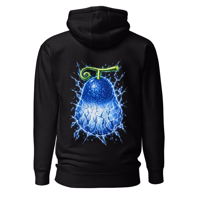Gura Gura no Mi Devil Fruit Hoodie, Black, back print, back