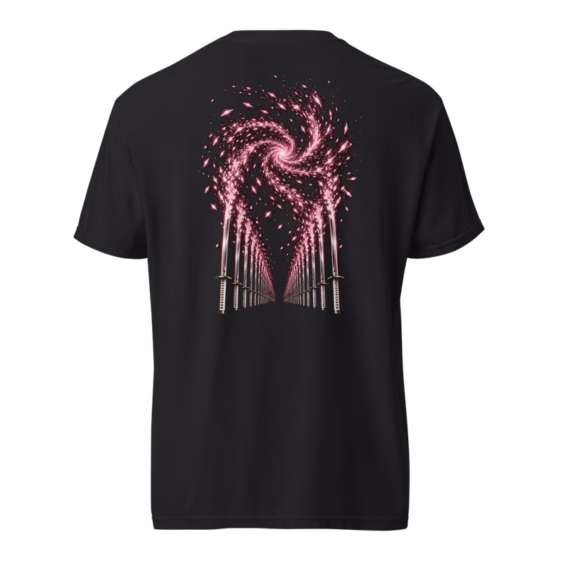 Senbonzakura Zanpakuto Tee, Black, shikai front + bankai back, back