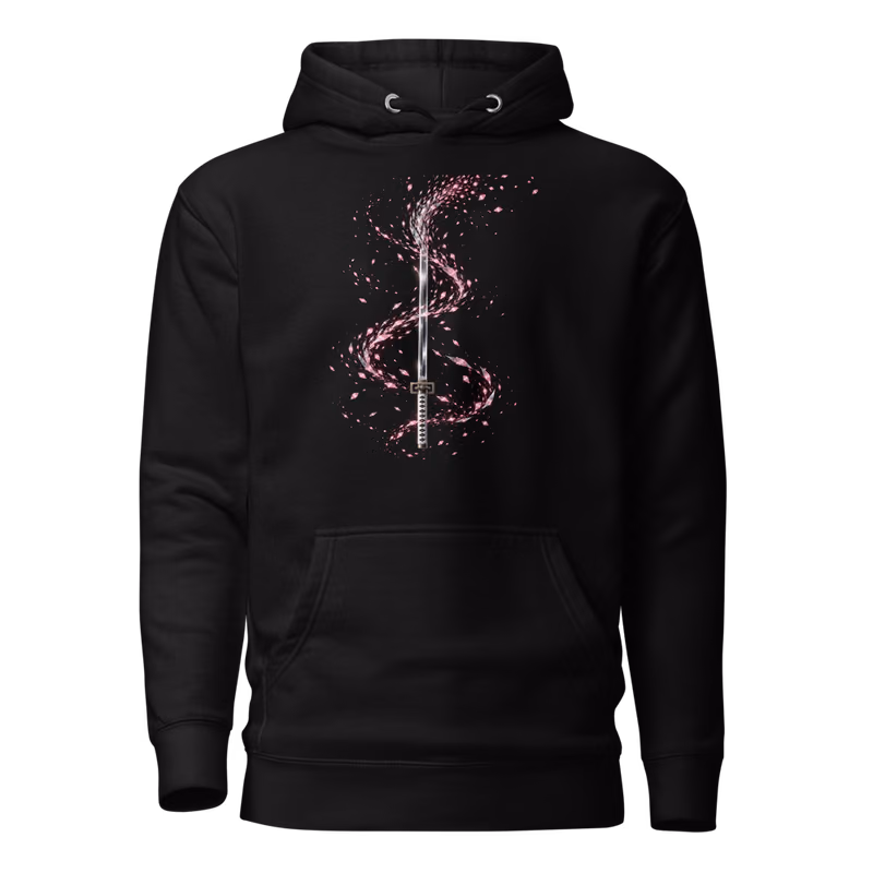 Senbonzakura Zanpakuto Hoodie, Black, shikai front + bankai back, front