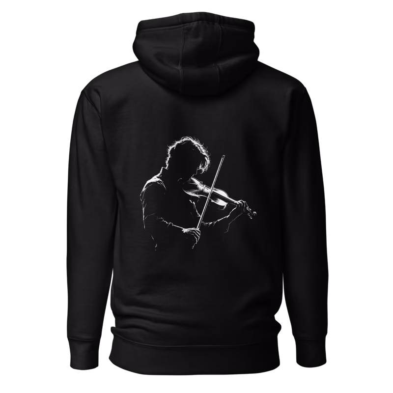Violin at Midnight Hoodie, Black, back