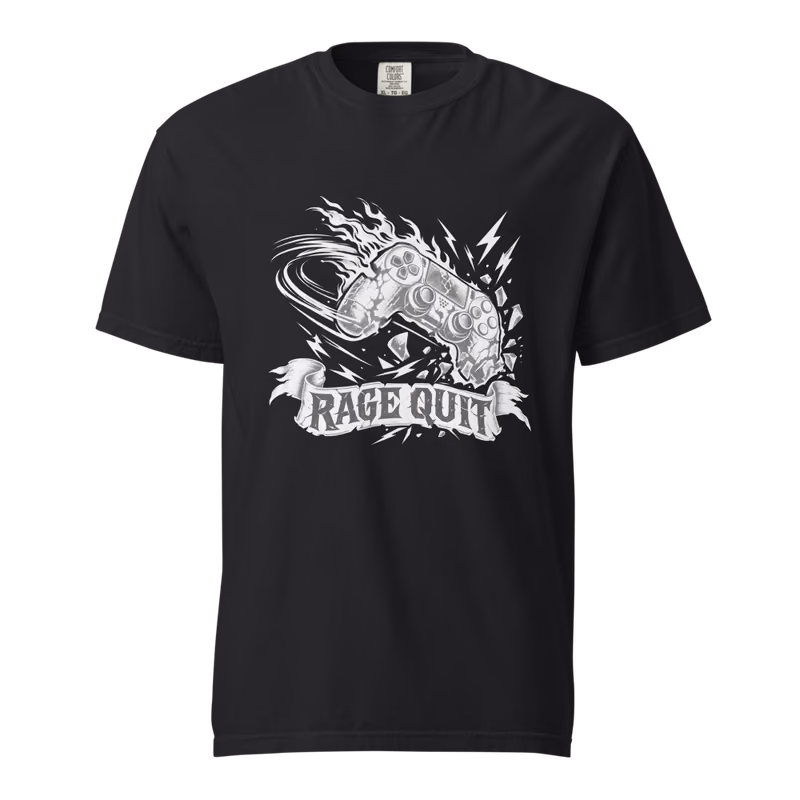 Rage Quit Tee, Black, front print, front