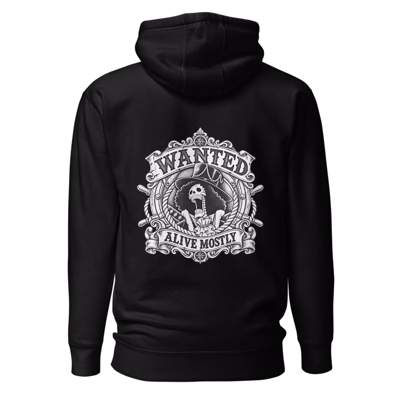 Brook Wanted Poster Hoodie, Black, back print, back