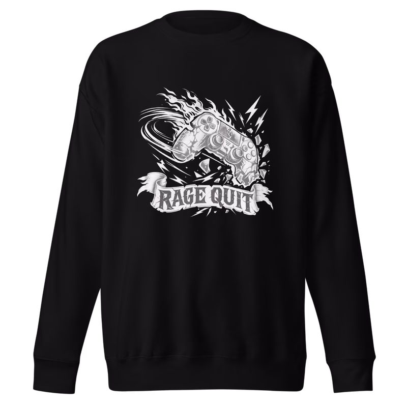 Rage Quit Sweatshirt, Black, front print, front
