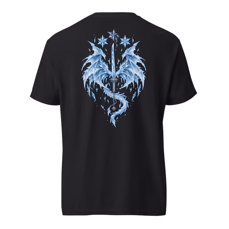 Hyorinmaru Zanpakuto Tee, Black, shikai front + bankai back, back